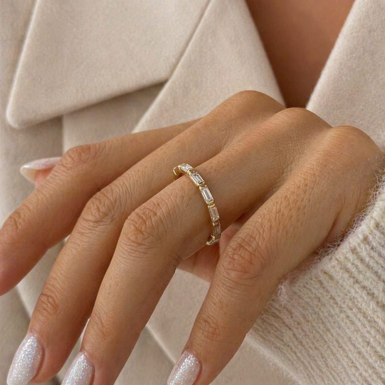 1.00 Carat Baguette Lab Grown Diamond Full Eternity Wedding Band - Mivaan Fine Jewelry