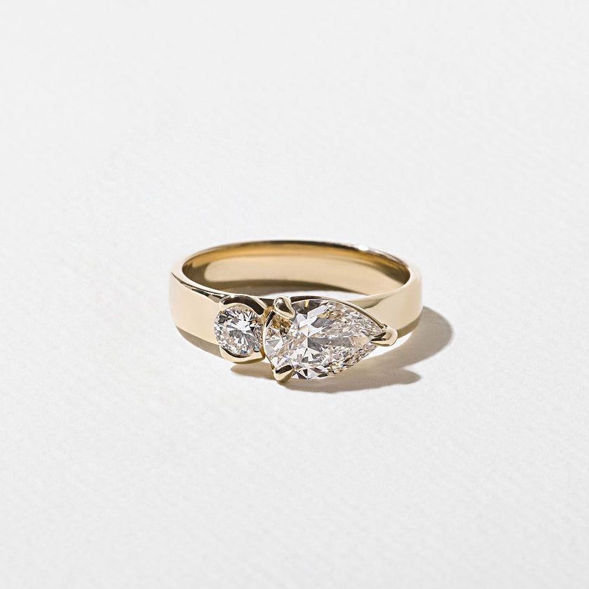1.10 Carat Pear Cut Lab Diamond Toi et Moi Ring with Round Diamond - Mivaan Fine Jewelry