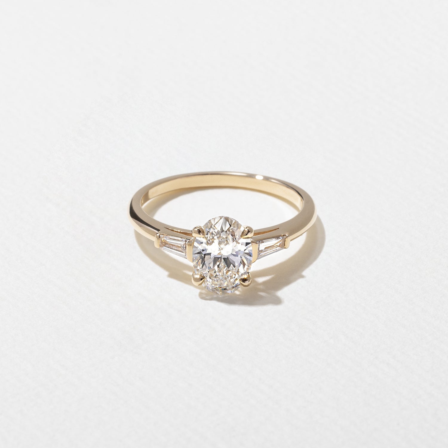 1.15 Carat Oval Cut Lab Diamond Ring with Tapered Baguette Side Stones - Mivaan Fine Jewelry