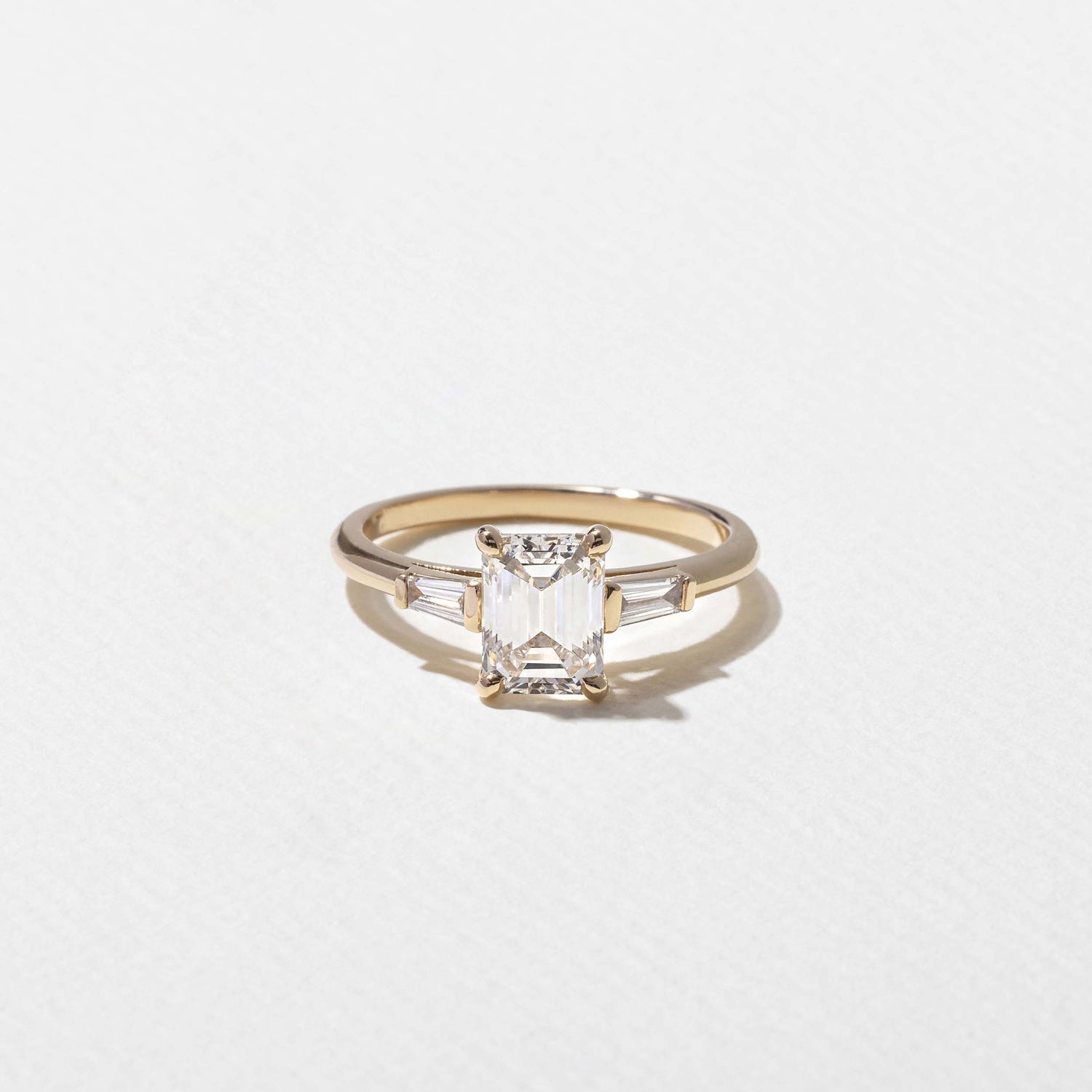 1.25 Carat Emerald Cut Lab Diamond Ring with Tapered Baguette Side Stones - Mivaan Fine Jewelry