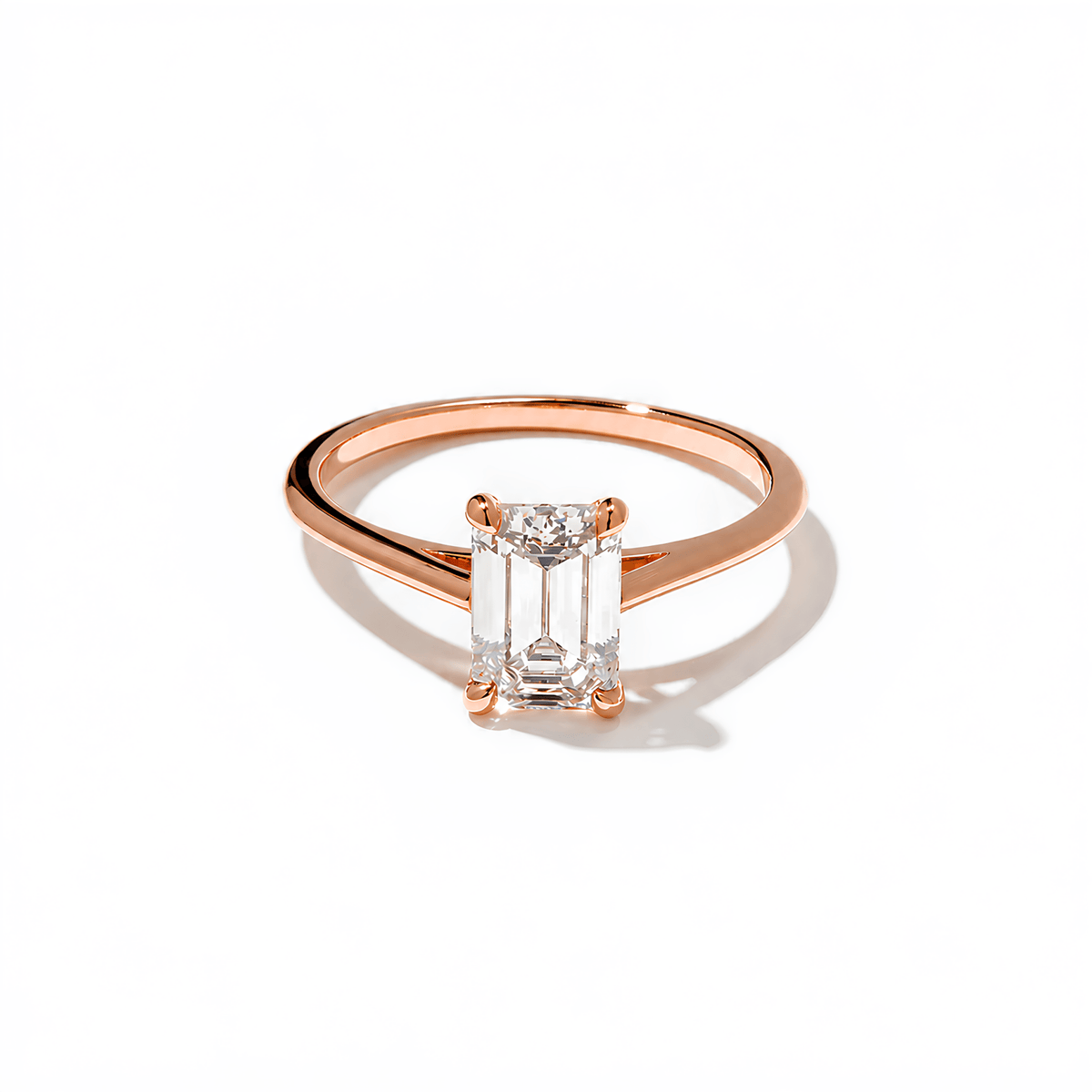 1.25 Carat Emerald Cut Lab Grown Diamond Solitaire Ring in Solid Gold - Mivaan Fine Jewelry
