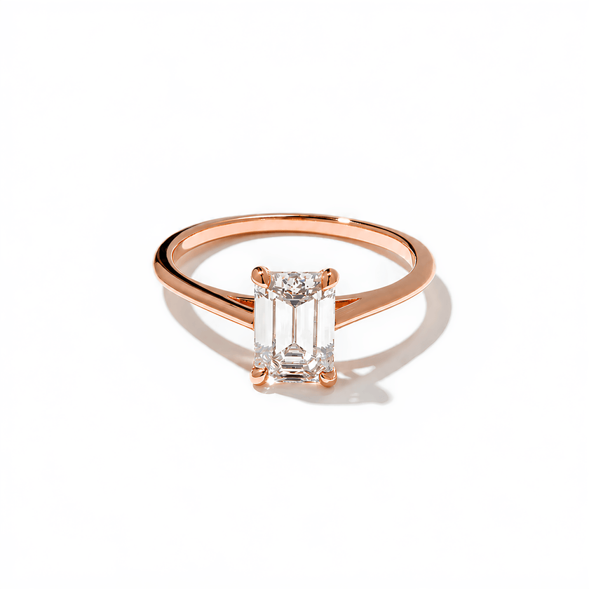 1.25 Carat Emerald Cut Lab Grown Diamond Solitaire Ring in Solid Gold - Mivaan Fine Jewelry