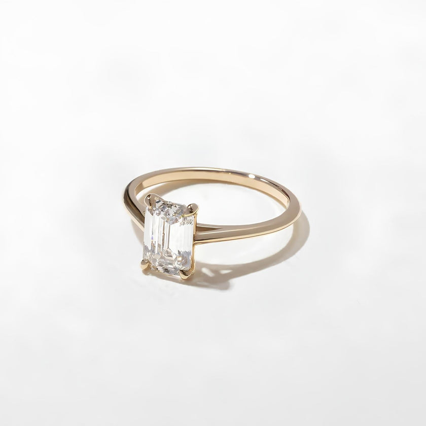 1.25 Carat Emerald Cut Lab Grown Diamond Solitaire Ring in Solid Gold - Mivaan Fine Jewelry