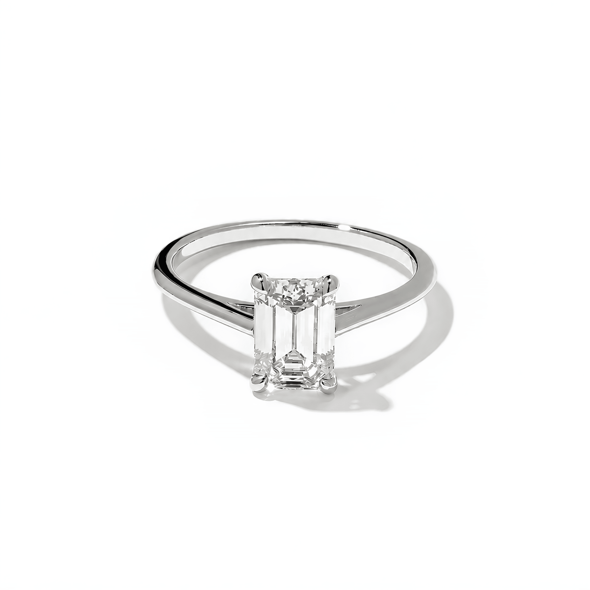 1.25 Carat Emerald Cut Lab Grown Diamond Solitaire Ring in Solid Gold - Mivaan Fine Jewelry