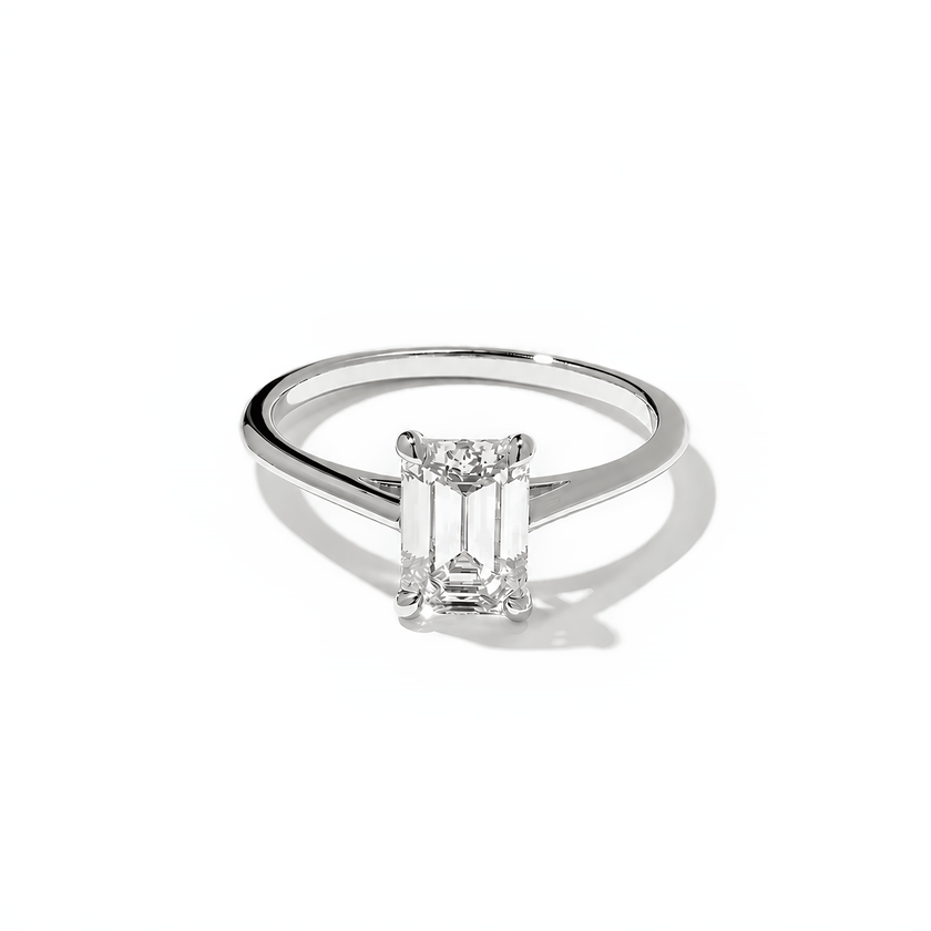 1.25 Carat Emerald Cut Lab Grown Diamond Solitaire Ring in Solid Gold - Mivaan Fine Jewelry