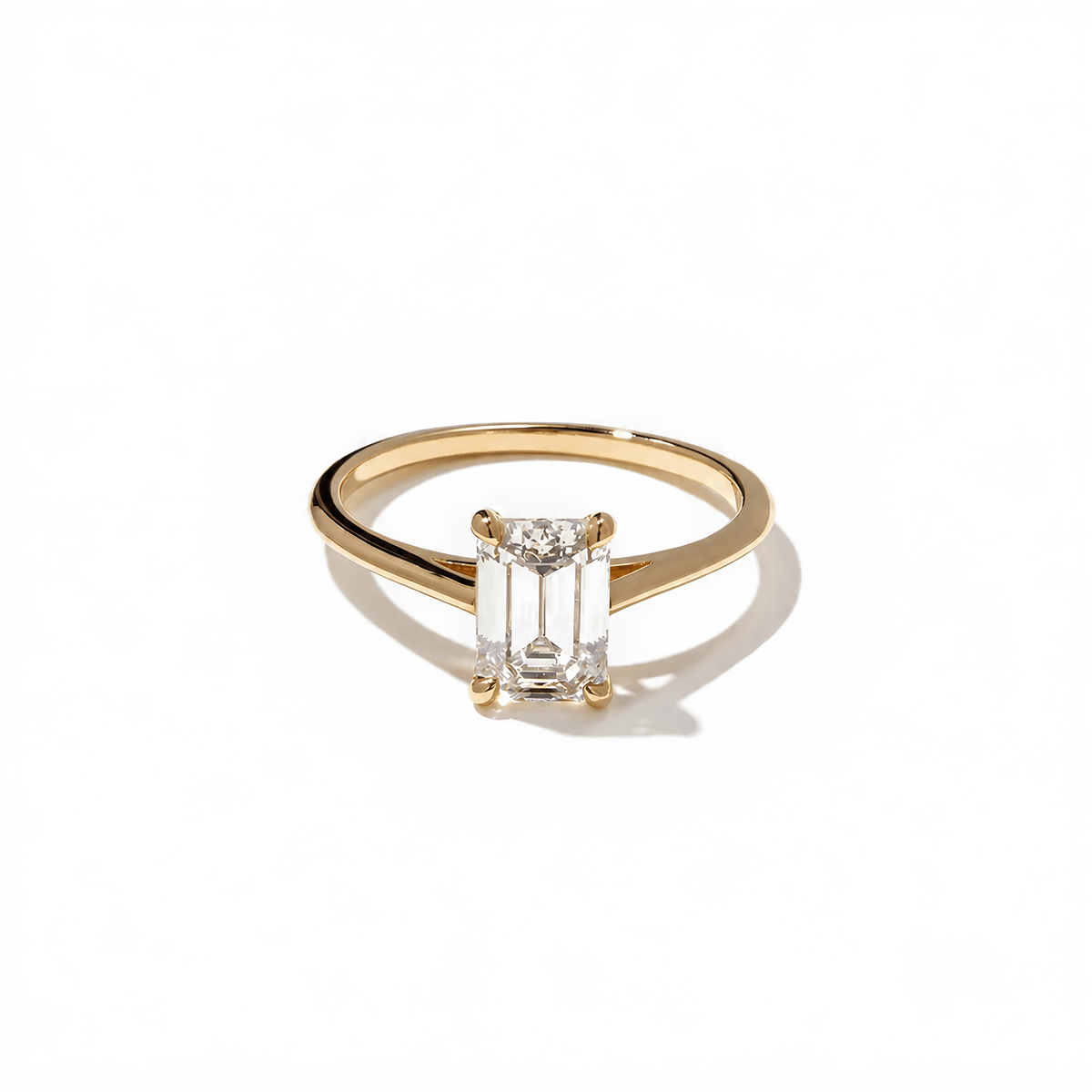 1.25 Carat Emerald Cut Lab Grown Diamond Solitaire Ring in Solid Gold - Mivaan Fine Jewelry