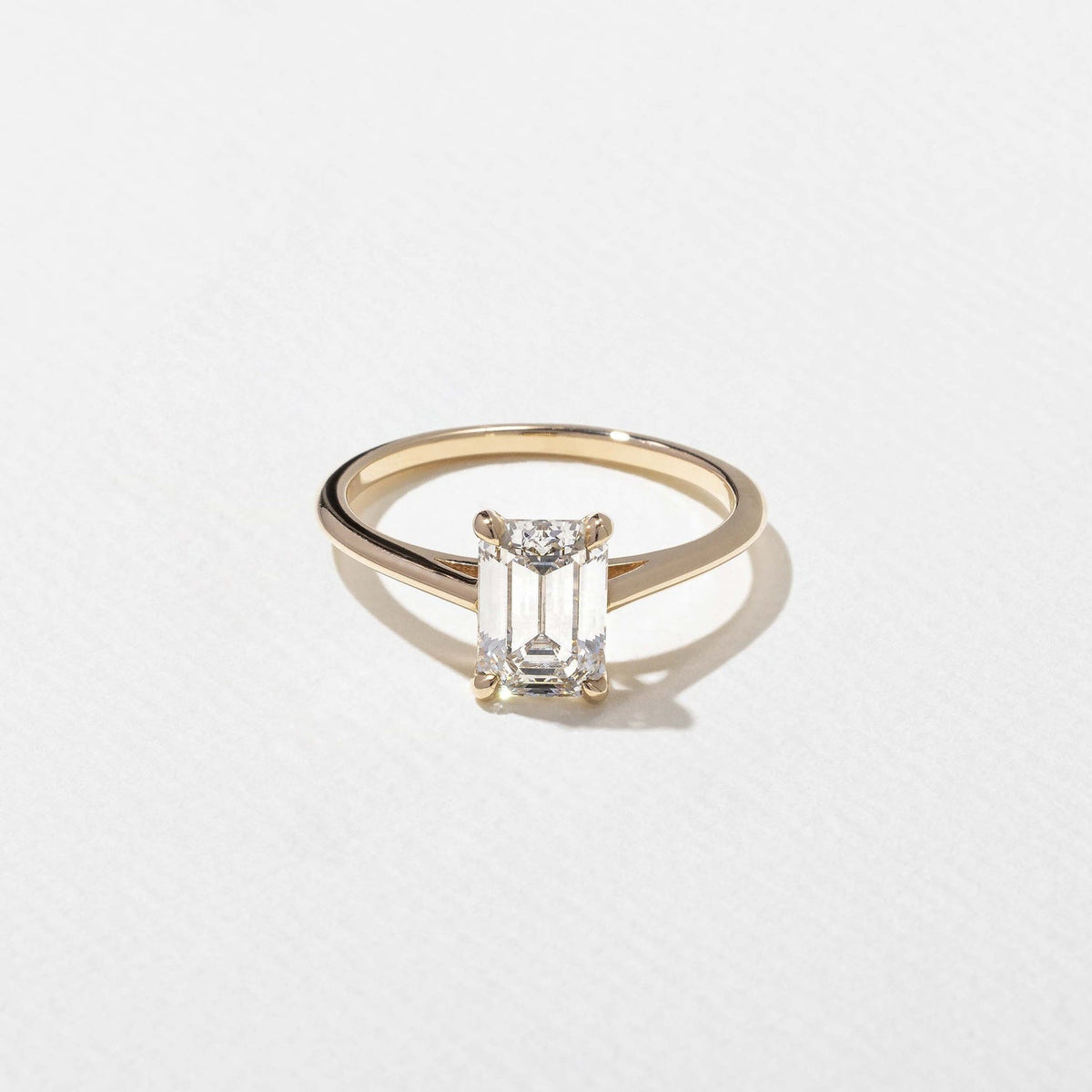 1.35 Carat Emerald Cut Lab Grown Diamond Solitaire Ring in Solid Gold - Mivaan Fine Jewelry