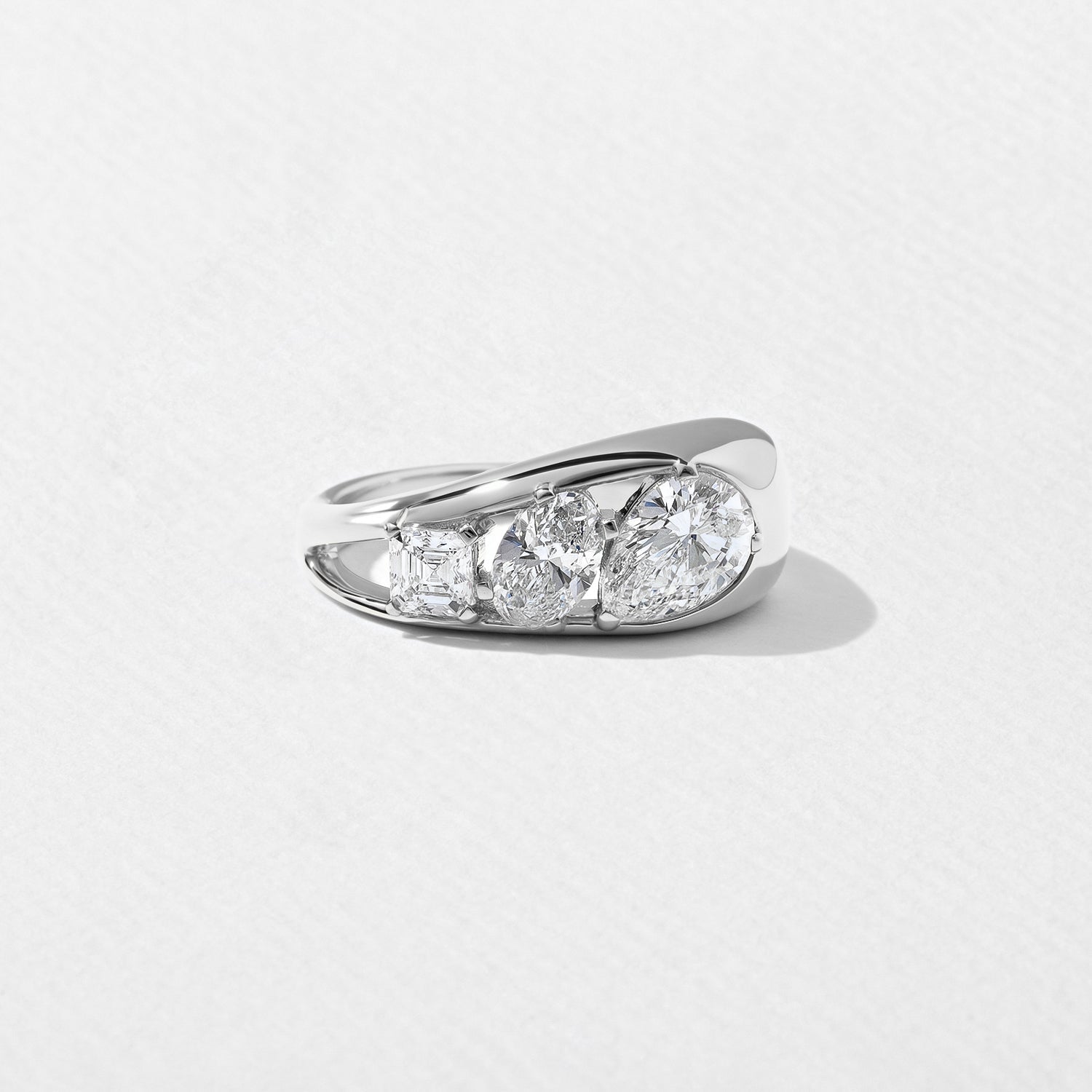1.40 Carat Pear Cut Lab Diamond Three Stone Ring - Mivaan Fine Jewelry