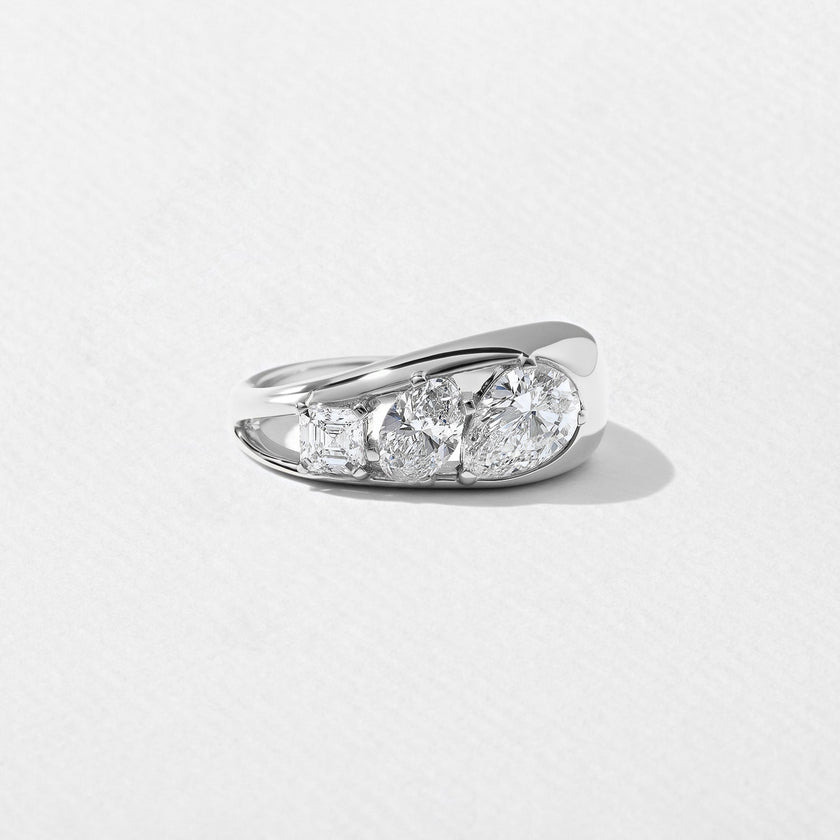 1.40 Carat Pear Cut Lab Diamond Three Stone Ring - Mivaan Fine Jewelry