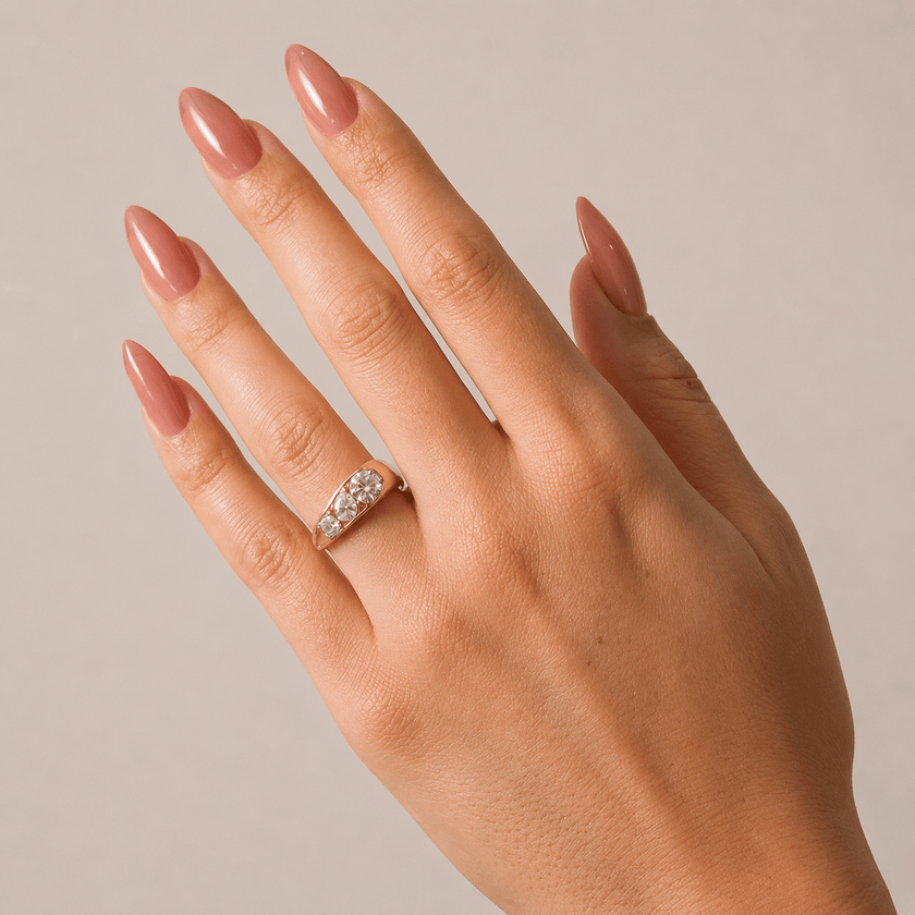 1.40 Carat Round, Pear & Asscher Cut Lab Grown Diamond Three Stone Band - Mivaan Fine Jewelry