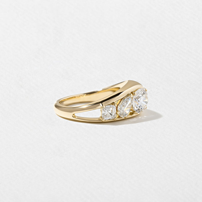 1.40 Carat Round, Pear & Asscher Cut Lab Grown Diamond Three Stone Ring - Mivaan Fine Jewelry