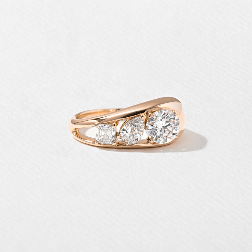 1.40 Carat Round, Pear & Asscher Cut Lab Grown Diamond Three Stone Ring - Mivaan Fine Jewelry