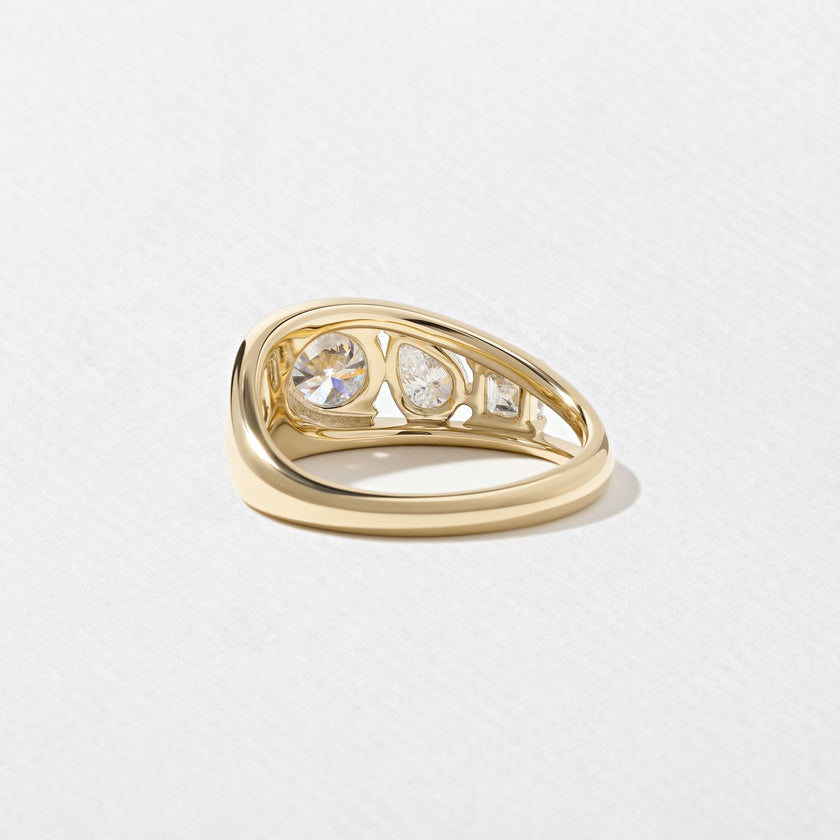 1.40 Carat Round, Pear & Asscher Cut Lab Grown Diamond Three Stone Ring - Mivaan Fine Jewelry