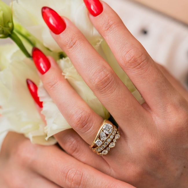 1.40 Carat Round, Pear & Asscher Cut Lab Grown Diamond Three Stone Ring - Mivaan Fine Jewelry