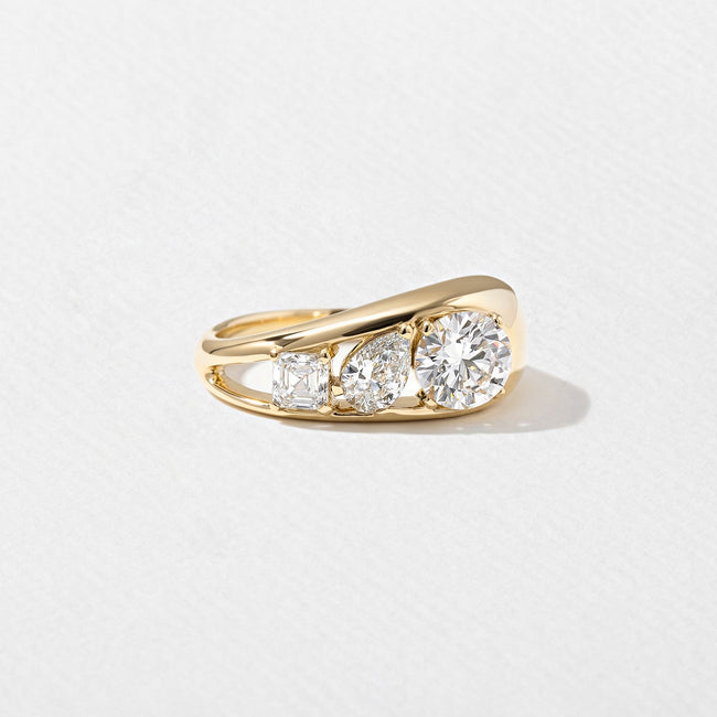 1.40 Carat Round, Pear & Asscher Cut Lab Grown Diamond Three Stone Ring - Mivaan Fine Jewelry