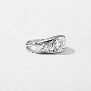 1.40 Carat Round, Pear & Asscher Cut Lab Grown Diamond Three Stone Band - Mivaan Fine Jewelry