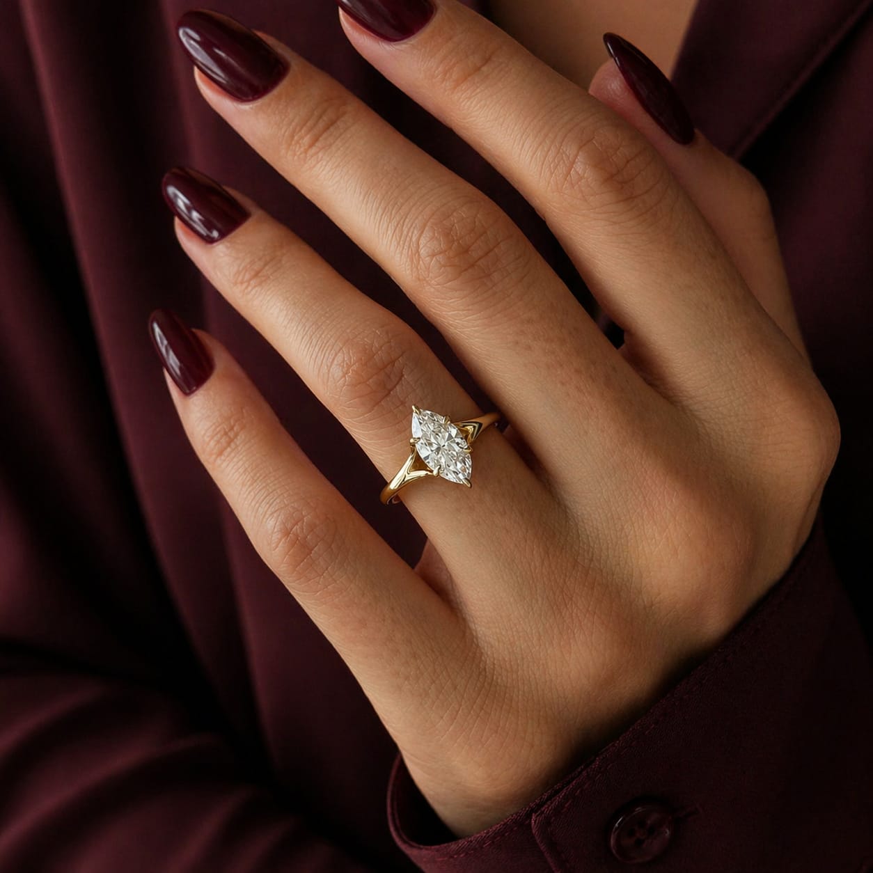 1.5 Carat Marquise Lab Grown Diamond Split Shank Solitaire Ring - Mivaan Fine Jewelry