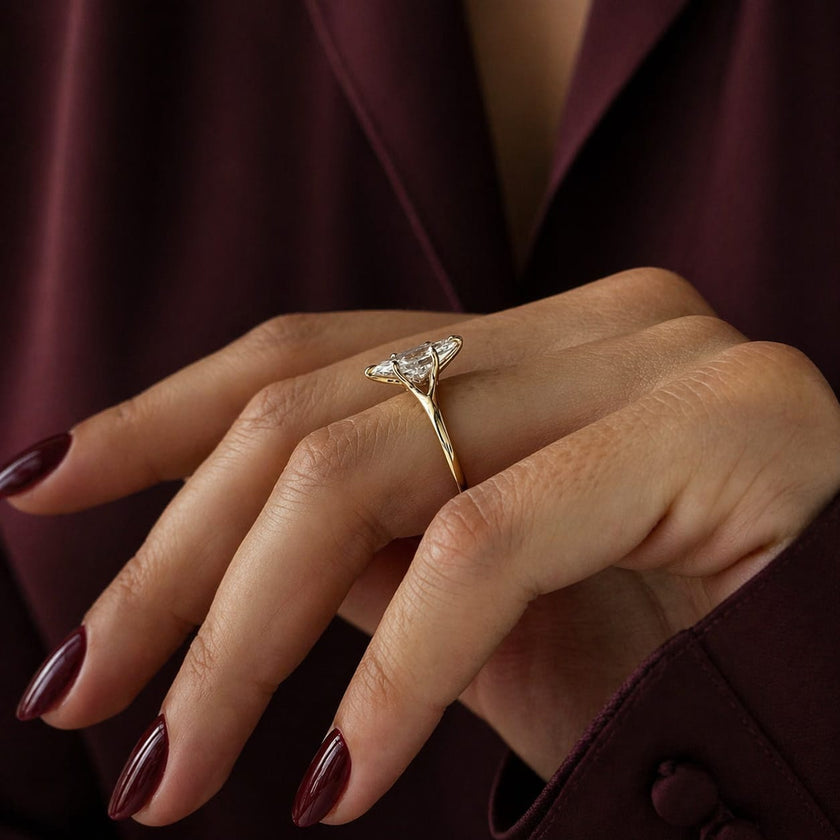 1.5 Carat Marquise Lab Grown Diamond Split Shank Solitaire Ring - Mivaan Fine Jewelry