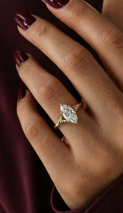 1.5 Carat Marquise Lab Grown Diamond Split Shank Solitaire Ring - Mivaan Fine Jewelry