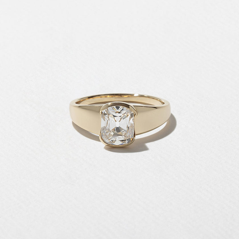 1.50 Carat Cushion Cut Lab Grown Diamond Half Bar Set Ring in 14K Solid Gold - Mivaan Fine Jewelry