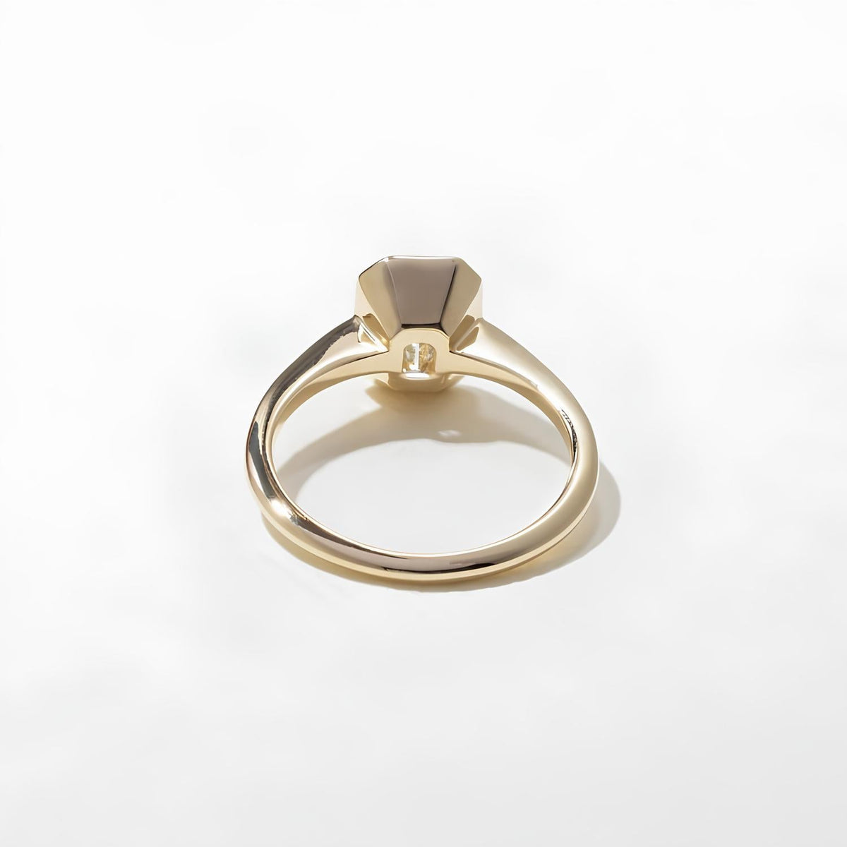 1.50 Carat Emerald Cut Lab Grown Diamond Bezel Solitaire Ring in Solid Gold - Mivaan Fine Jewelry