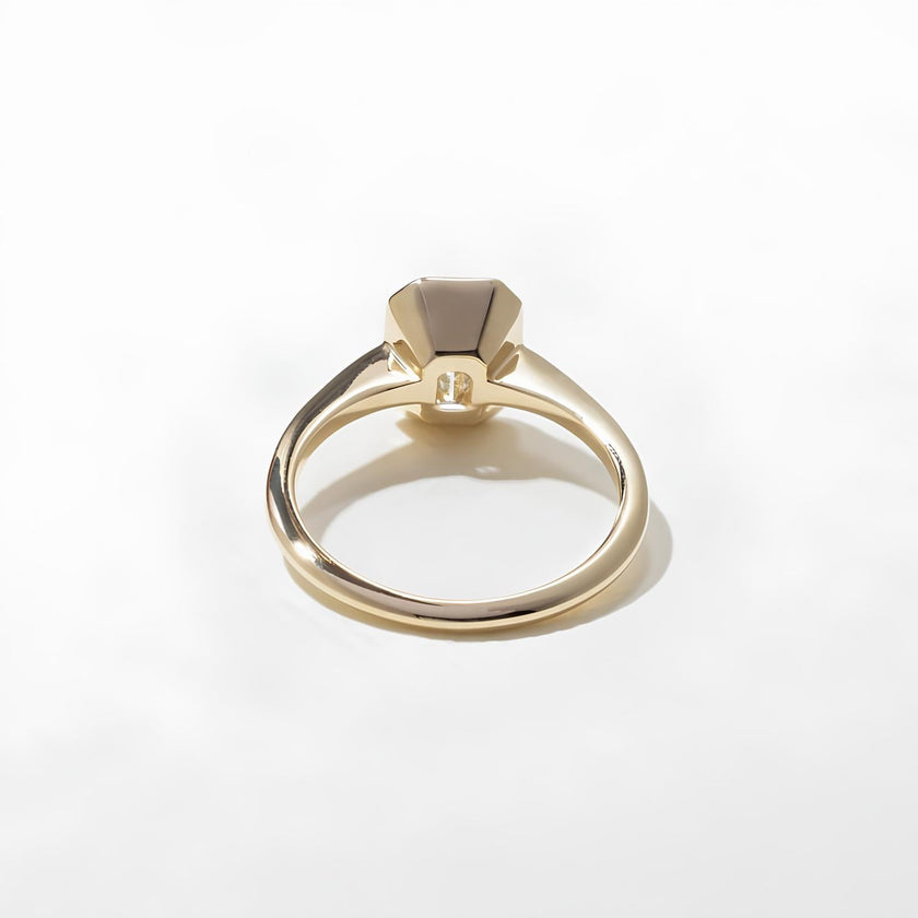 1.50 Carat Emerald Cut Lab Grown Diamond Bezel Solitaire Ring in Solid Gold - Mivaan Fine Jewelry
