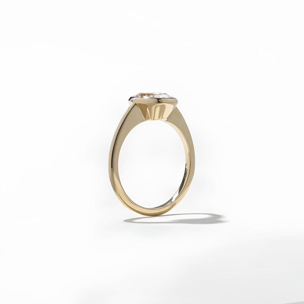 1.50 Carat Emerald Cut Lab Grown Diamond Bezel Solitaire Ring in Solid Gold - Mivaan Fine Jewelry