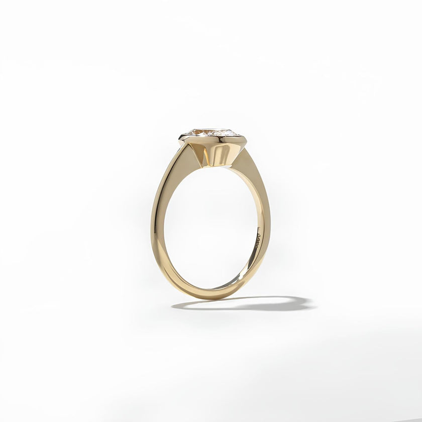 1.50 Carat Emerald Cut Lab Grown Diamond Bezel Solitaire Ring in Solid Gold - Mivaan Fine Jewelry
