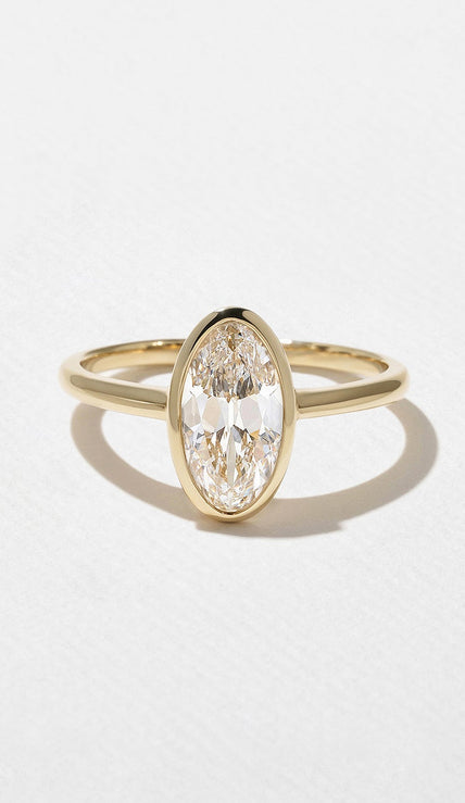 1.50 Carat Oval Cut Lab Grown Diamond Bezel Set Ring in Solid Gold - Mivaan Fine Jewelry