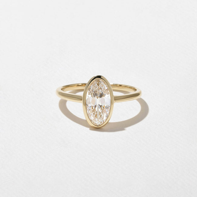 1.50 Carat Oval Cut Lab Grown Diamond Bezel Set Ring in Solid Gold - Mivaan Fine Jewelry