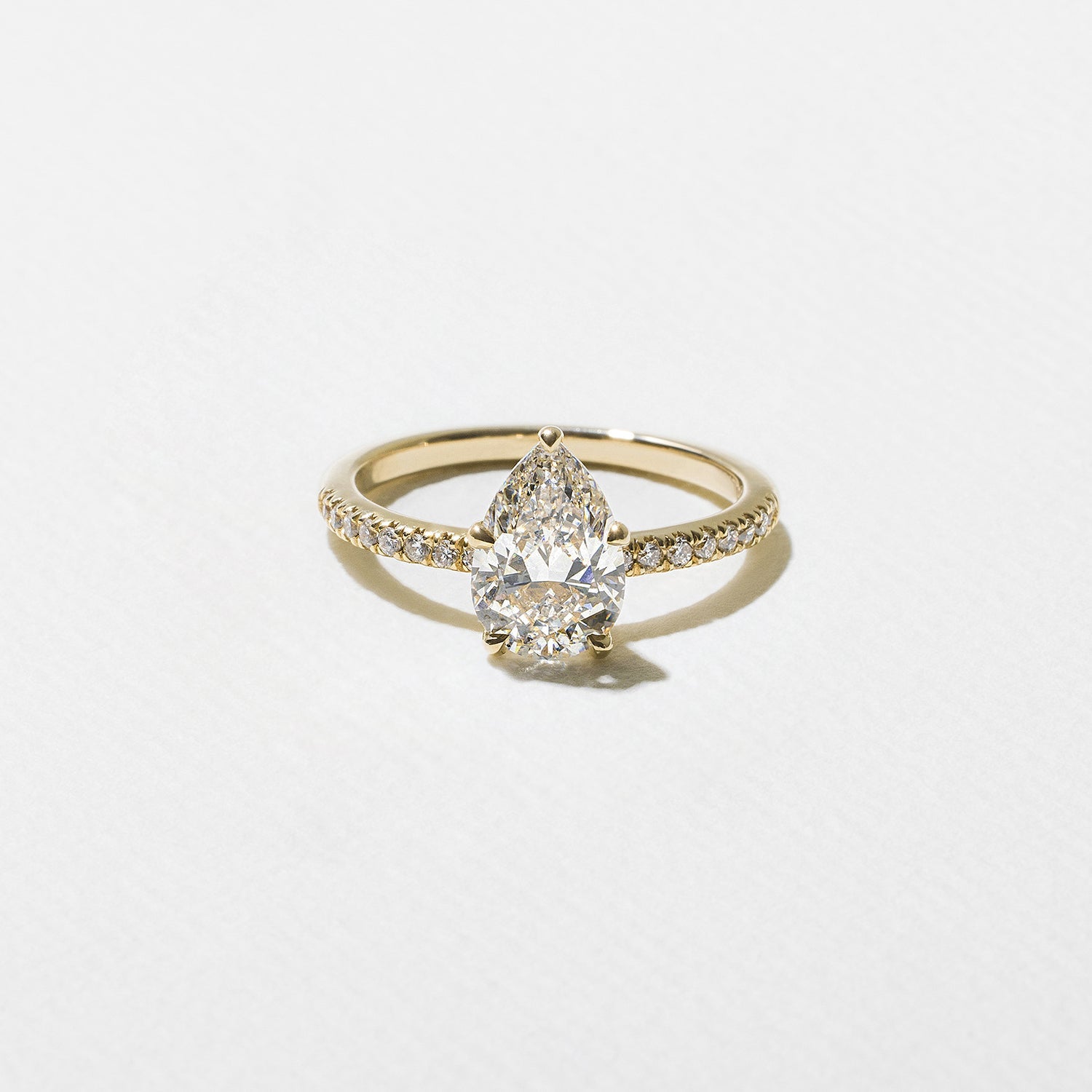 1.50 Carat Pear Cut Lab Diamond Solitaire Ring with Pavé Band - Mivaan Fine Jewelry