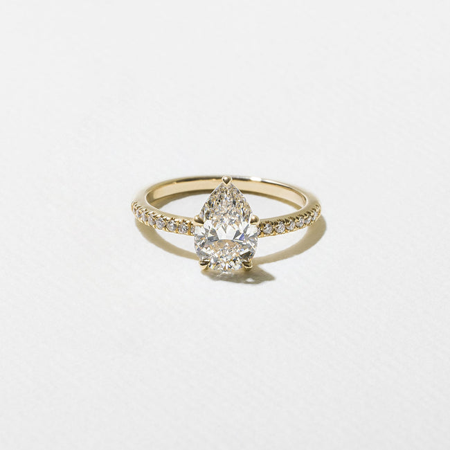 1.50 Carat Pear Cut Lab Diamond Solitaire Ring with Pavé Band - Mivaan Fine Jewelry