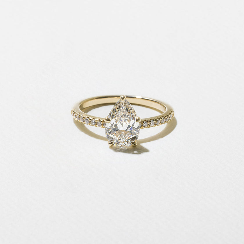 1.50 Carat Pear Cut Lab Diamond Solitaire Ring with Pavé Band - Mivaan Fine Jewelry