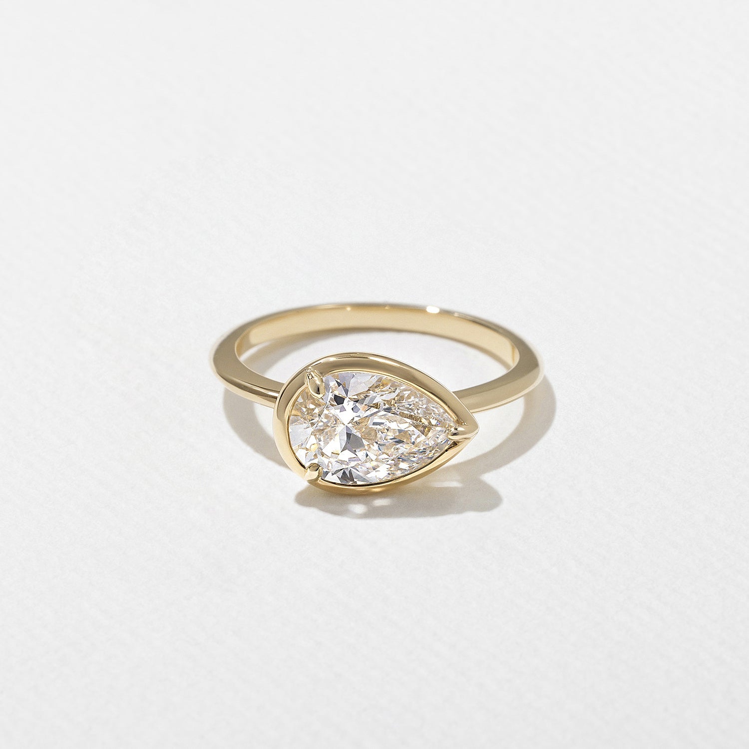 1.50 Carat Pear Cut Lab Grown Diamond Modern Solitaire Ring in 14K Solid Gold - Mivaan Fine Jewelry