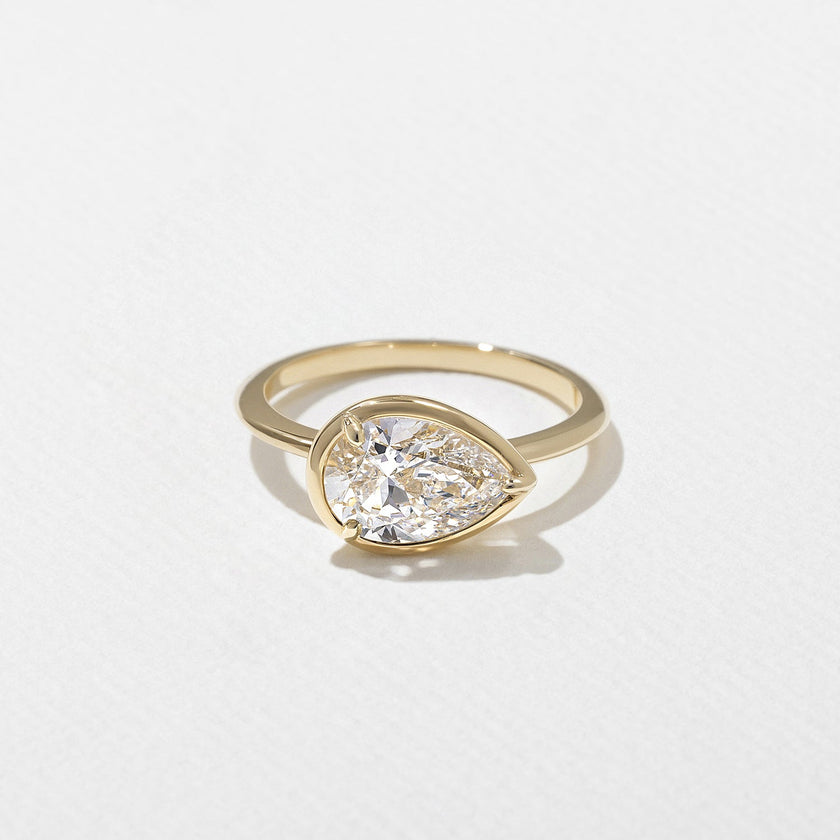 1.50 Carat Pear Cut Lab Grown Diamond Modern Solitaire Ring in 14K Solid Gold - Mivaan Fine Jewelry