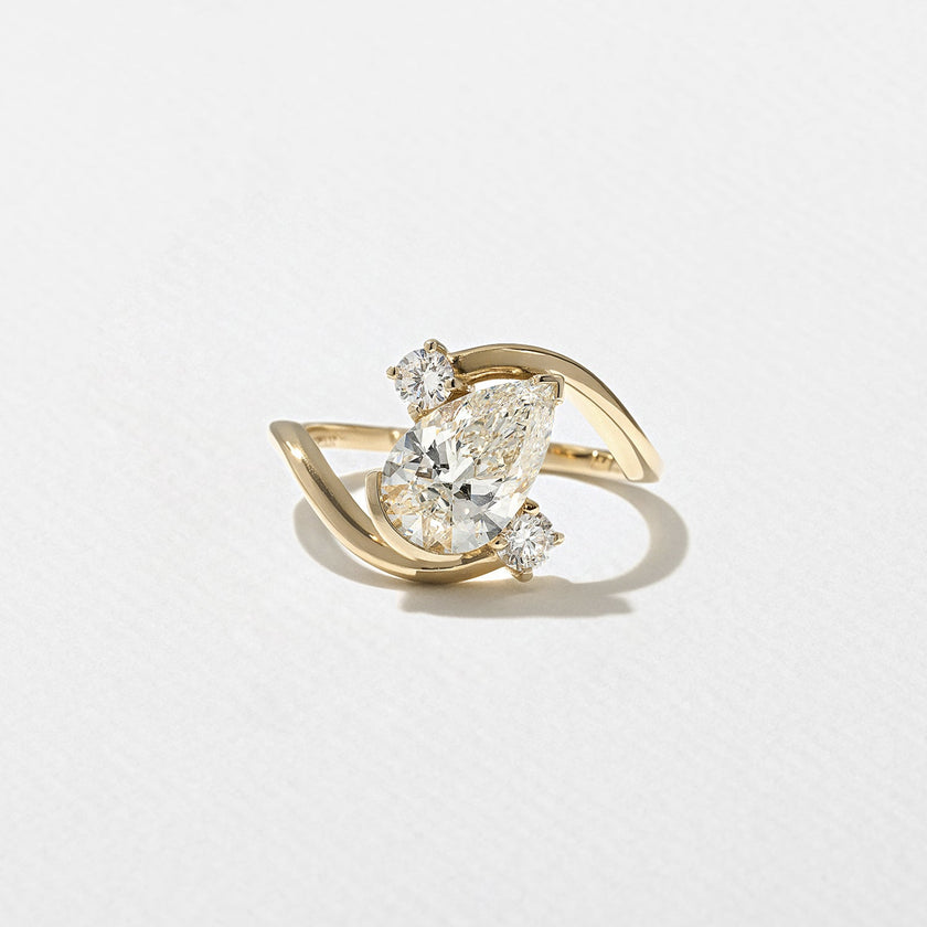 1.50 Carat Pear Cut Lab Grown Diamond Ring with Round Accent Stones in 14K Solid Gold - Mivaan Fine Jewelry