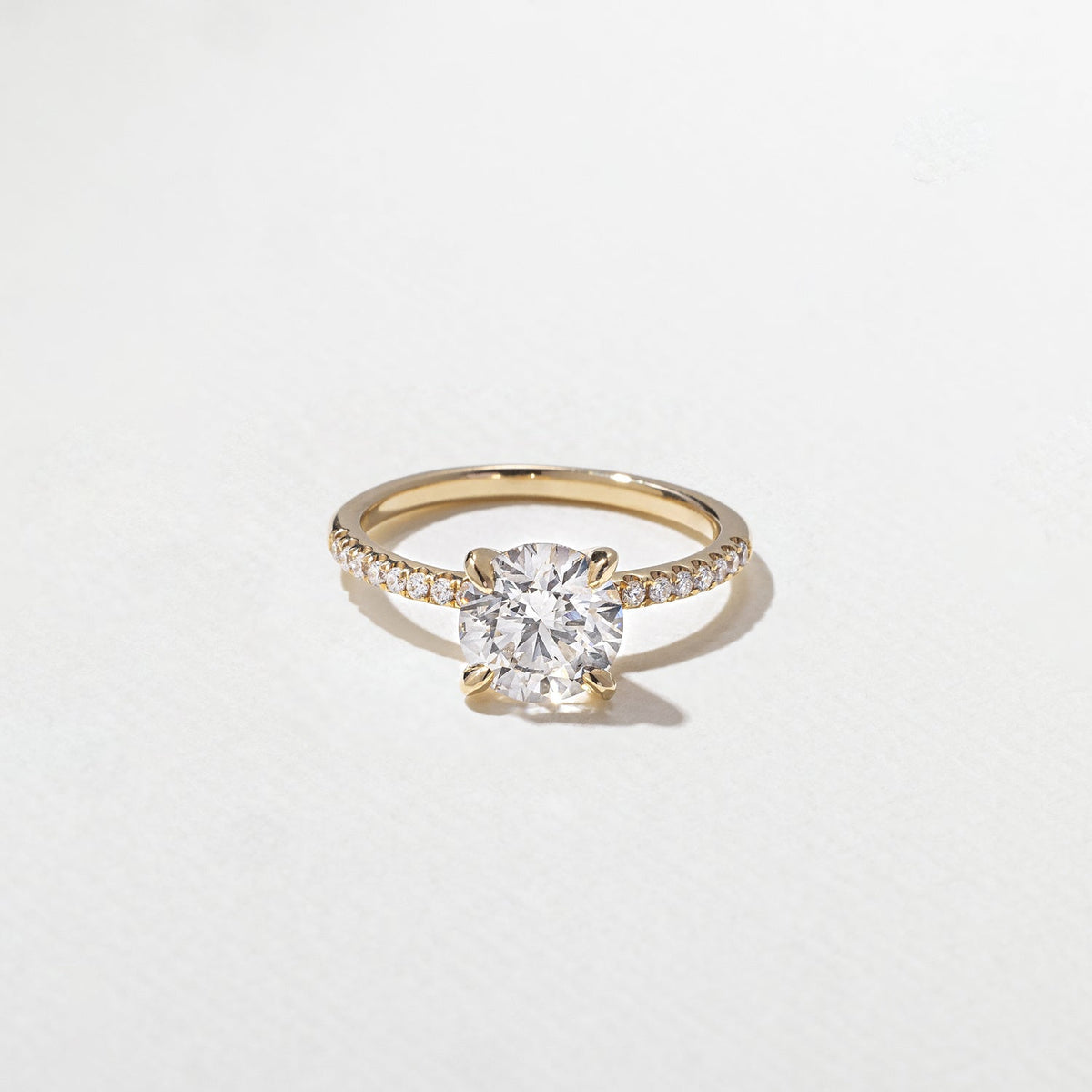 1.50 Carat Round Cut Lab Diamond Ring with Pavé Band in Solid Gold - Mivaan Fine Jewelry