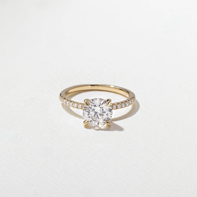 1.50 Carat Round Cut Lab Diamond Ring with Pavé Band in Solid Gold - Mivaan Fine Jewelry