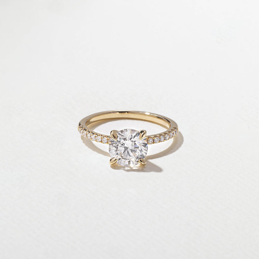 1.50 Carat Round Cut Lab Diamond Ring with Pavé Band in Solid Gold - Mivaan Fine Jewelry