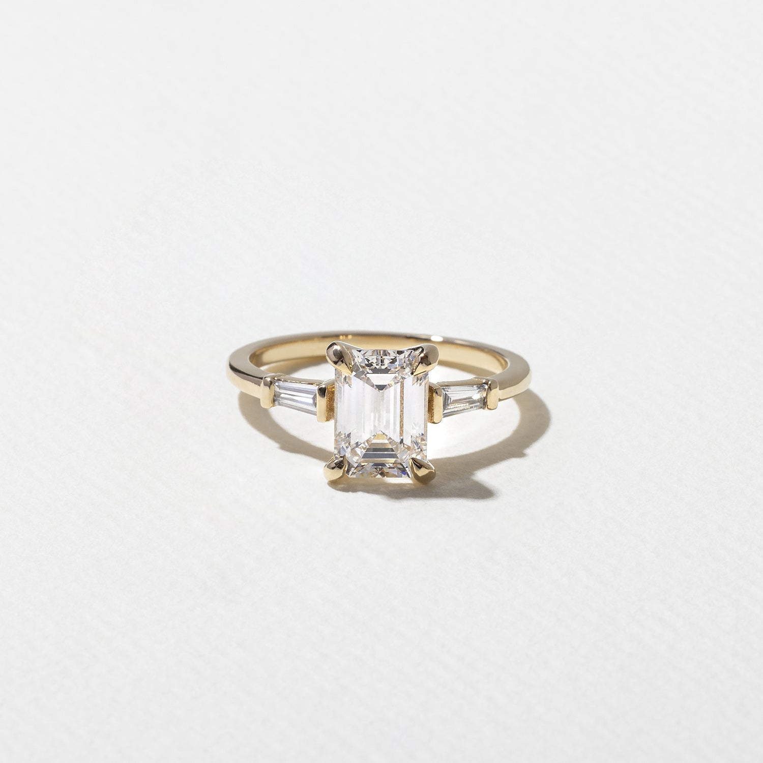 1.55 Carat Emerald Cut Three Stone Lab Diamond Ring in Solid Gold - Mivaan Fine Jewelry