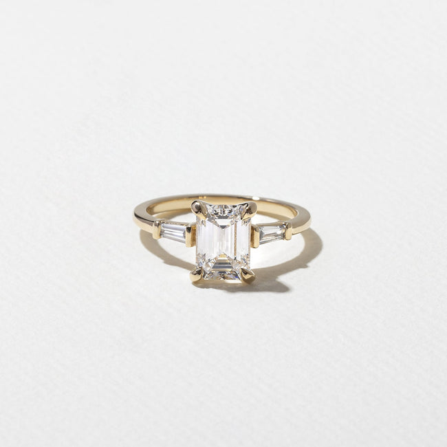 1.55 Carat Emerald Cut Three Stone Lab Diamond Ring in Solid Gold - Mivaan Fine Jewelry