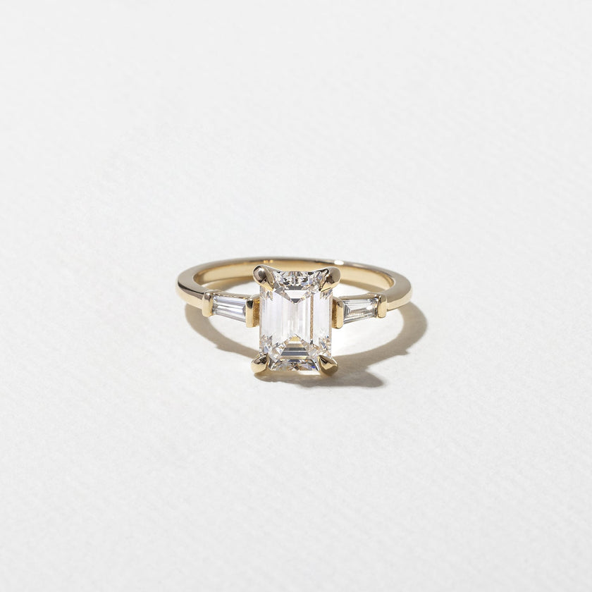 1.55 Carat Emerald Cut Three Stone Lab Diamond Ring in Solid Gold - Mivaan Fine Jewelry