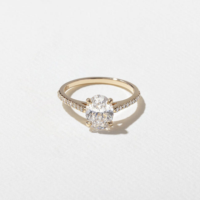 1.55 Carat Oval Cut Lab Grown Diamond Pavé Ring in Solid Gold - Mivaan Fine Jewelry