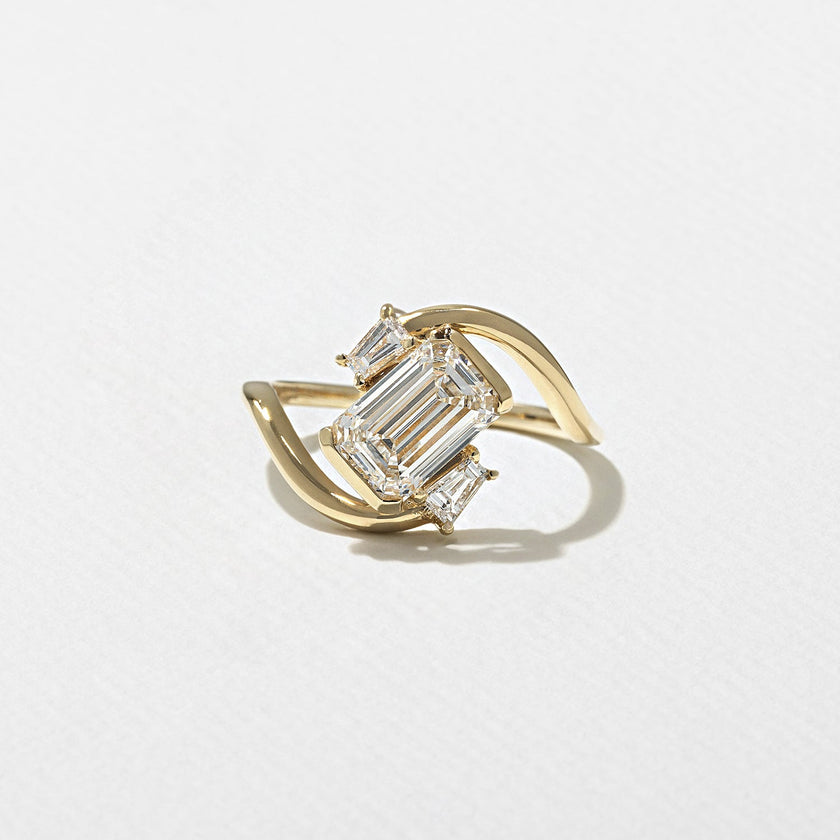 1.60 Carat Emerald Cut Lab Diamond Ring with Tapered Baguettes - Mivaan Fine Jewelry