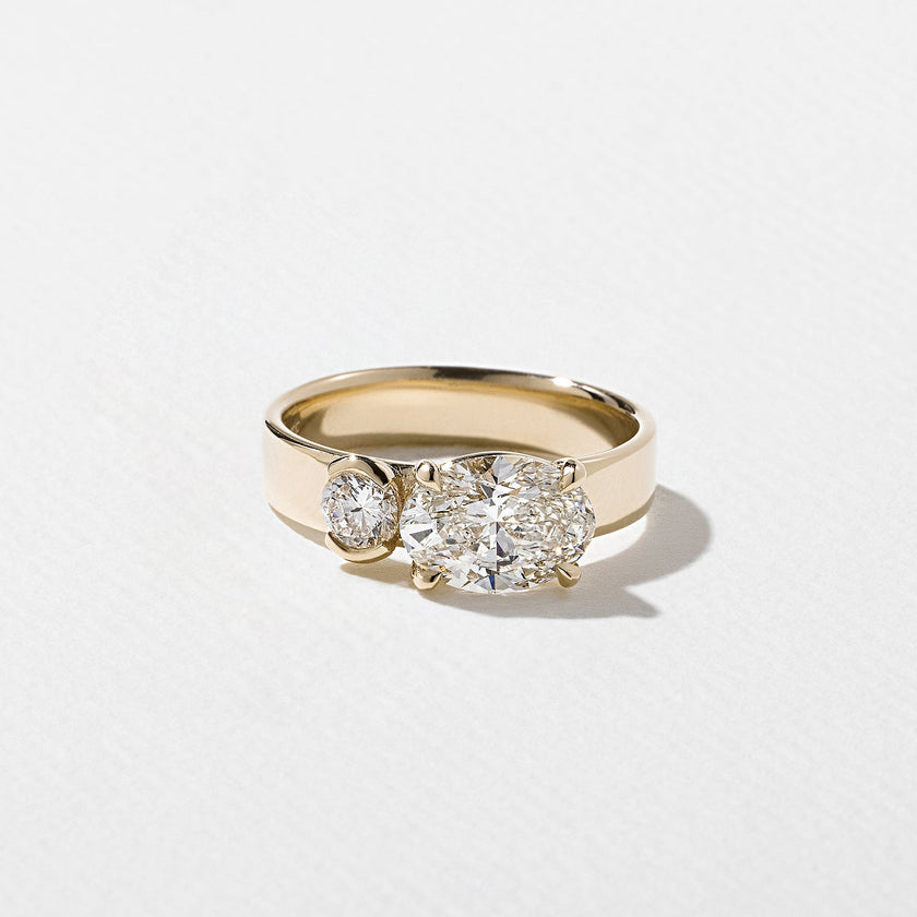 1.60 Carat Oval Cut Lab Diamond Toi et Moi Ring with Round Diamond - Mivaan Fine Jewelry