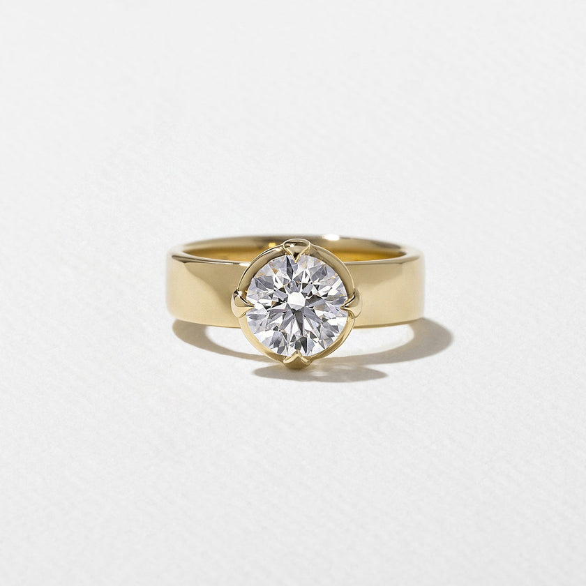 1.60 Carat Round Cut Lab Grown Diamond Wide Band Bezel Ring - Mivaan Fine Jewelry