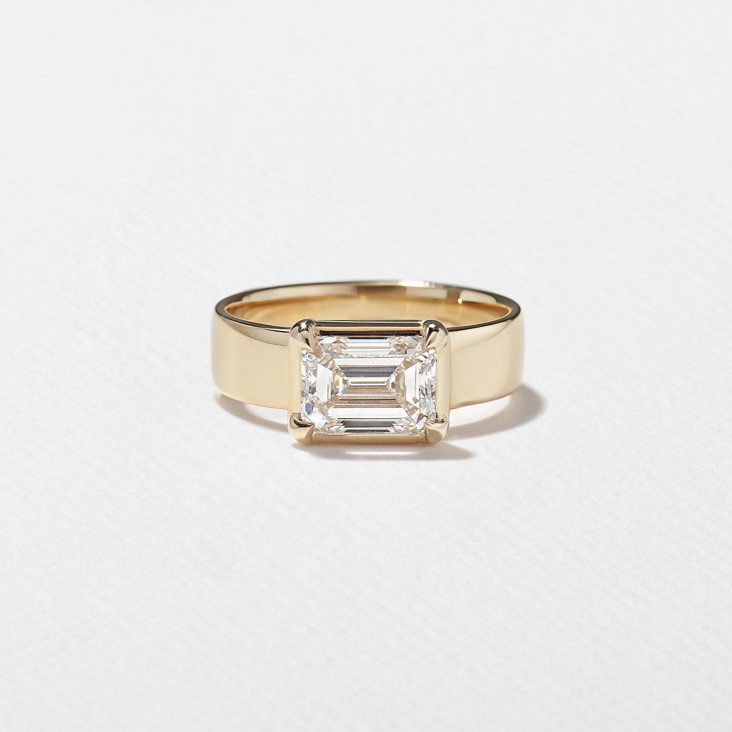 1.70 Carat Emerald Cut Lab Grown Diamond Wide Band Solitaire Ring - Mivaan Fine Jewelry