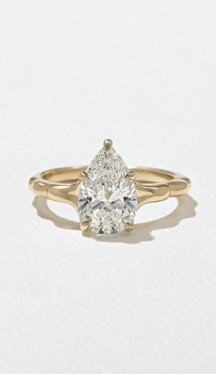 1.70 Carat Pear Cut Lab Grown Diamond Nature-Inspired Solitaire Ring in 14K Solid Gold - Mivaan Fine Jewelry