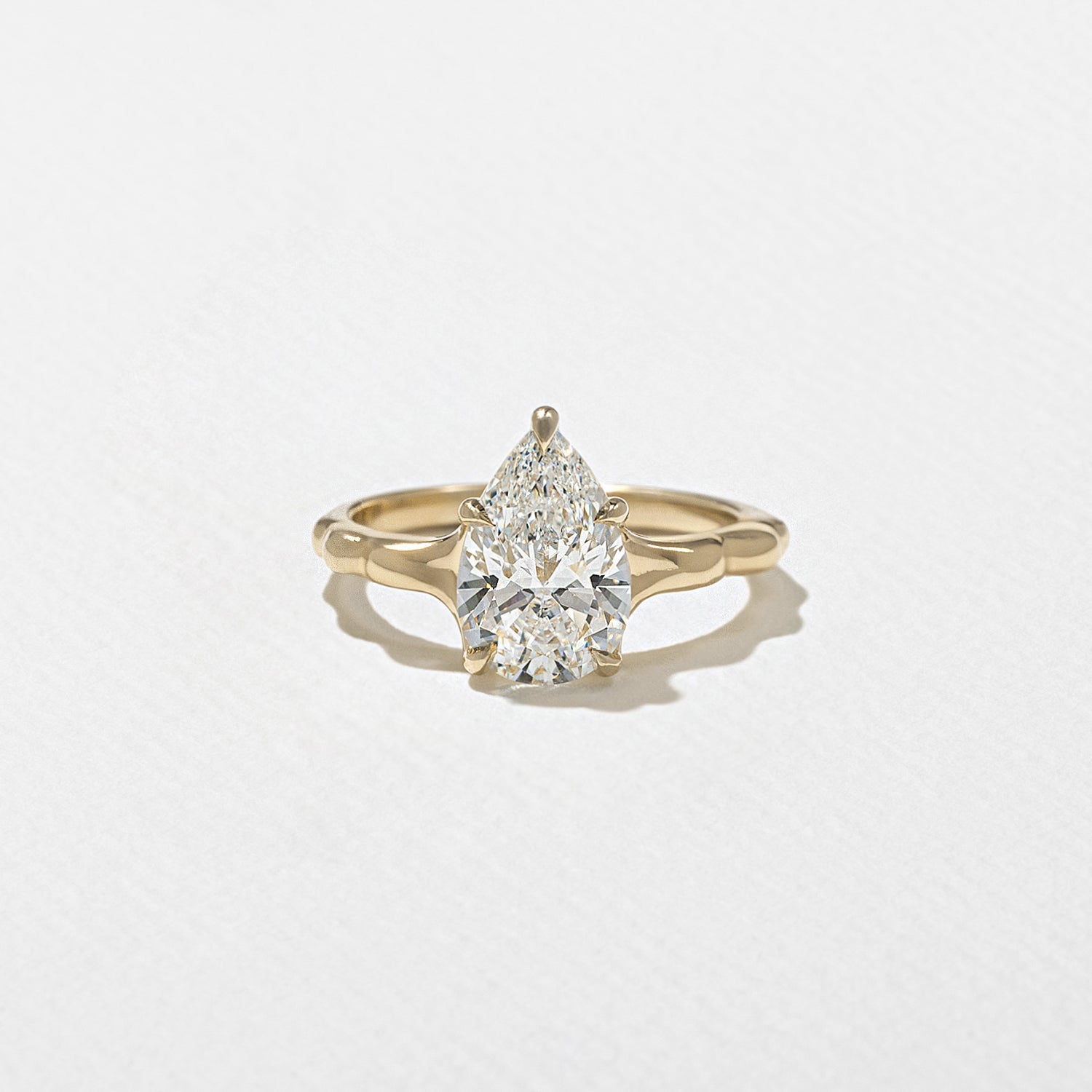 1.70 Carat Pear Cut Lab Grown Diamond Nature-Inspired Solitaire Ring in 14K Solid Gold - Mivaan Fine Jewelry