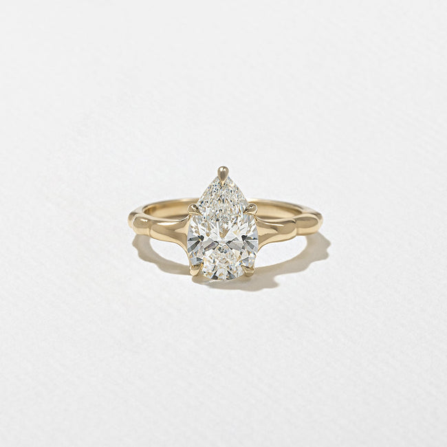 1.70 Carat Pear Cut Lab Grown Diamond Nature-Inspired Solitaire Ring in 14K Solid Gold - Mivaan Fine Jewelry